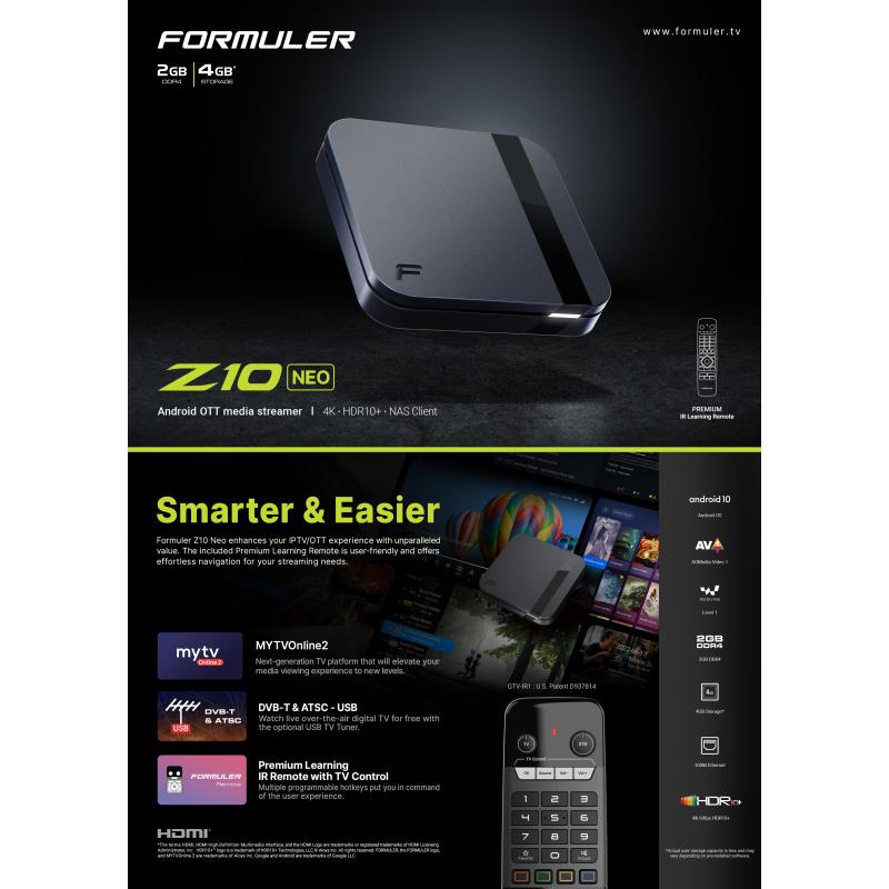 Formuler Z10 Neo : L'Essentiel du Streaming 4K, Simple et Efficace