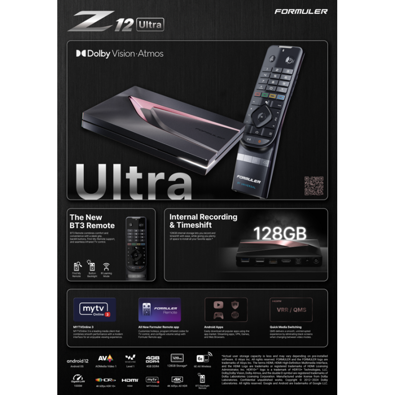 Formuler Z12 Ultra : L'expérience de divertissement ultime en 4K et Dolby Vision
